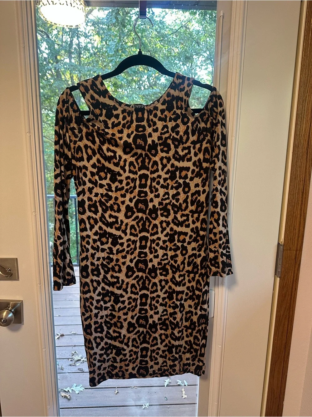 VENUS Leopard Print Cold Shoulder Bodycon Dress Size L